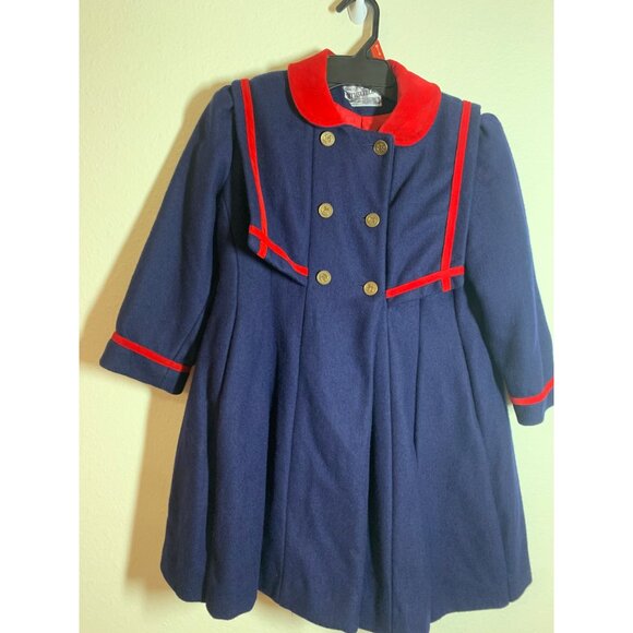 Rothschild Other - Vintage Rothschild Wool Dress Coat Blue Red Sailor Jacket Union Made Y2K Size 6